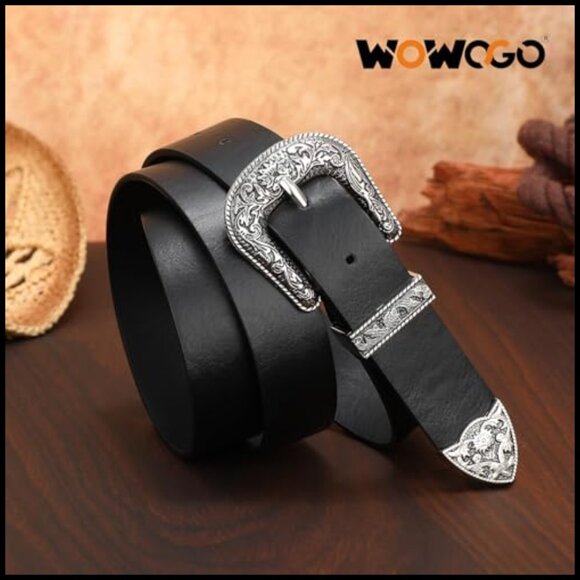 Vintage Floral Engraved Buckle Belt Western Cowgirl Style Adjustable Fit - Picture 6 of 7